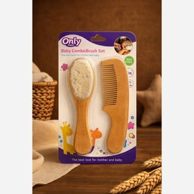 شانه و برس نوزادی چوبی only baby