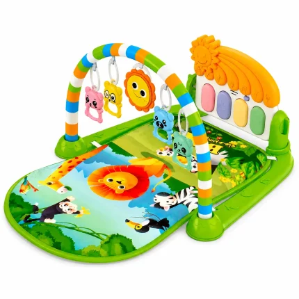 تشک بازی نوزاد موزیکال طرح شیر با پیانو و آویز حیوانات مدل 66100