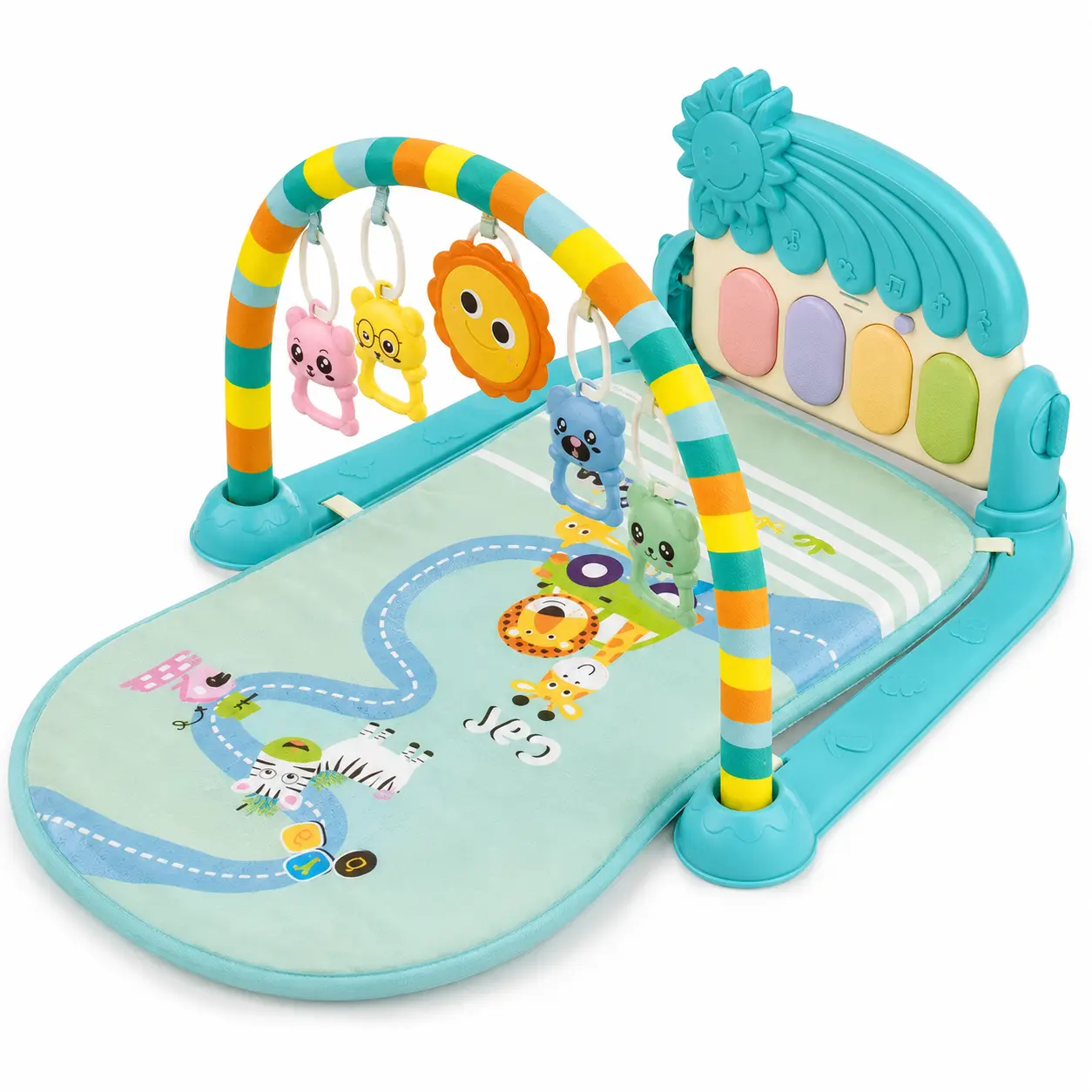baby-play-gym-turquoise-square تشک بازی موزیکال کودک طرح فیروزهای کد 66097